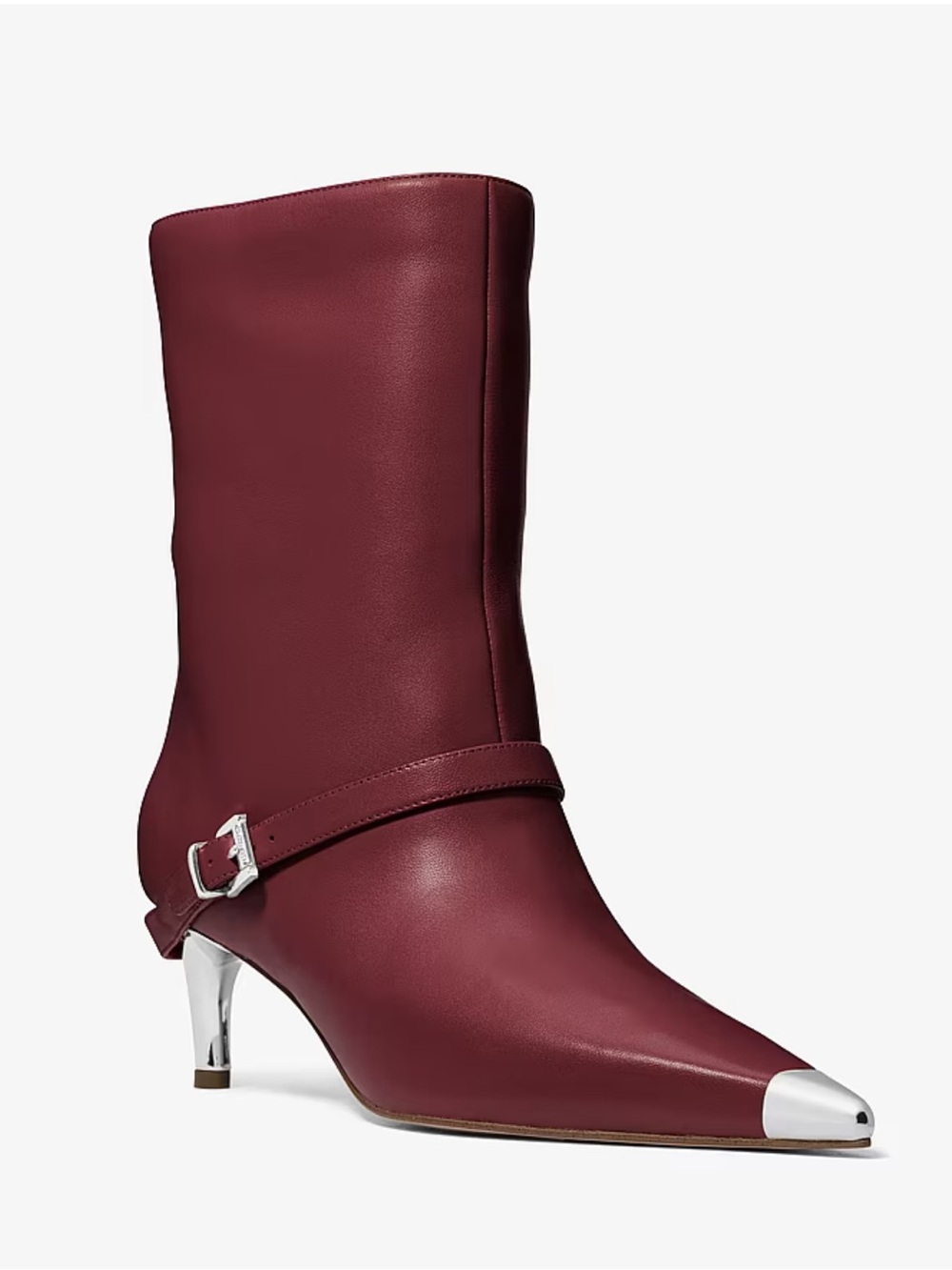 Michael Kors Kasia Leather Buckle Boot in Oxblood - Picture 2 of 8